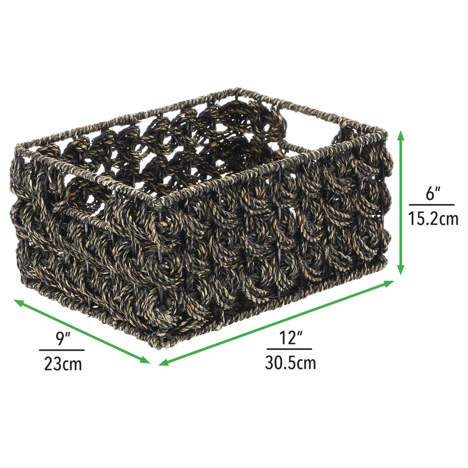 Seagrass Rose Weave Basket With Handles 12 x 9 x 6 Seagrass Rose Weave Basket With Handles 12 X 9 X 6 -mDesign 2000 Square JPG 10697MDHS.PT08