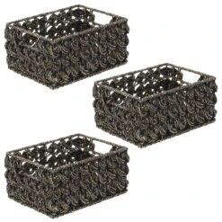 Seagrass Rose Weave Basket With Handles 12 X 9 X 6