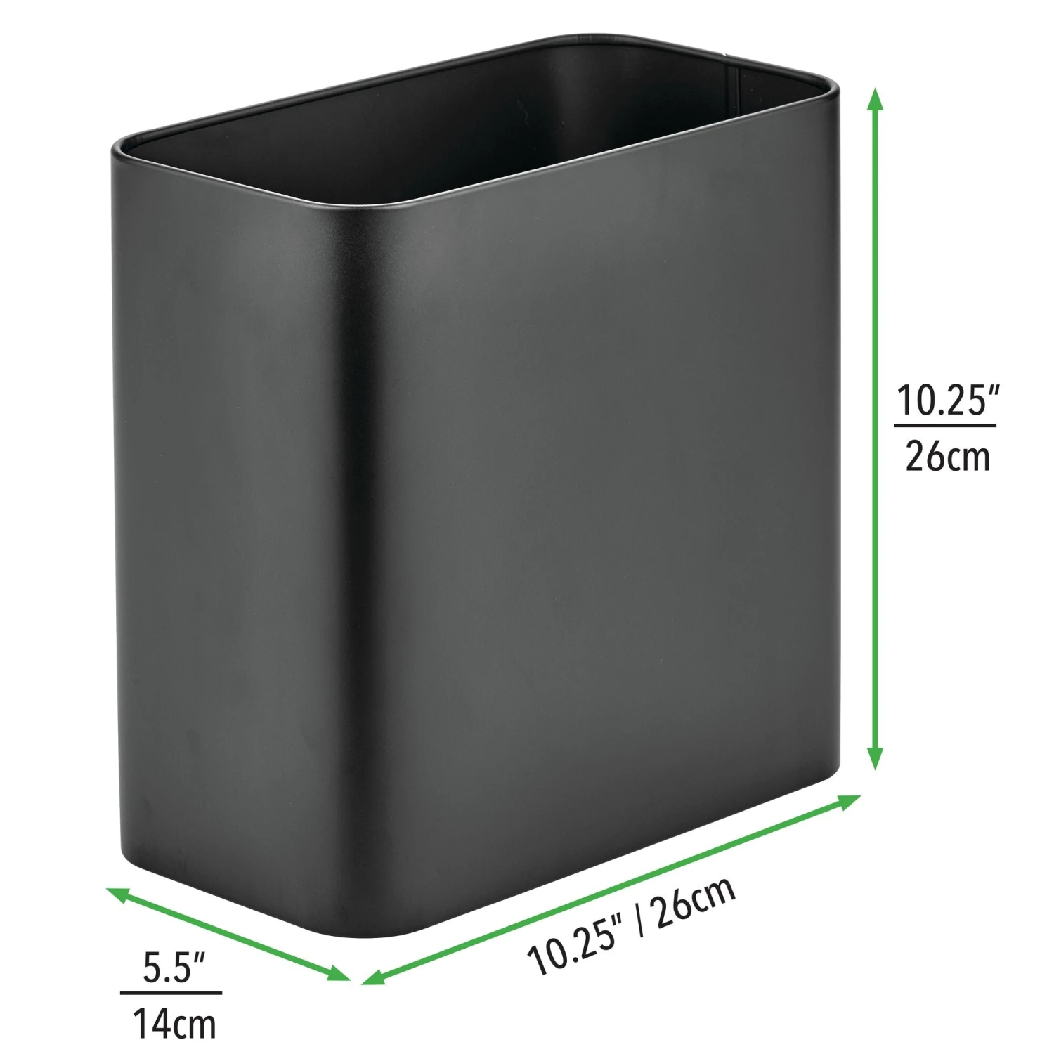 9-Liter Rectangular Bathroom Trash Can 9-Liter Rectangular Bathroom Trash Can -mDesign 2000 Square JPG 11012MDBA.PT02