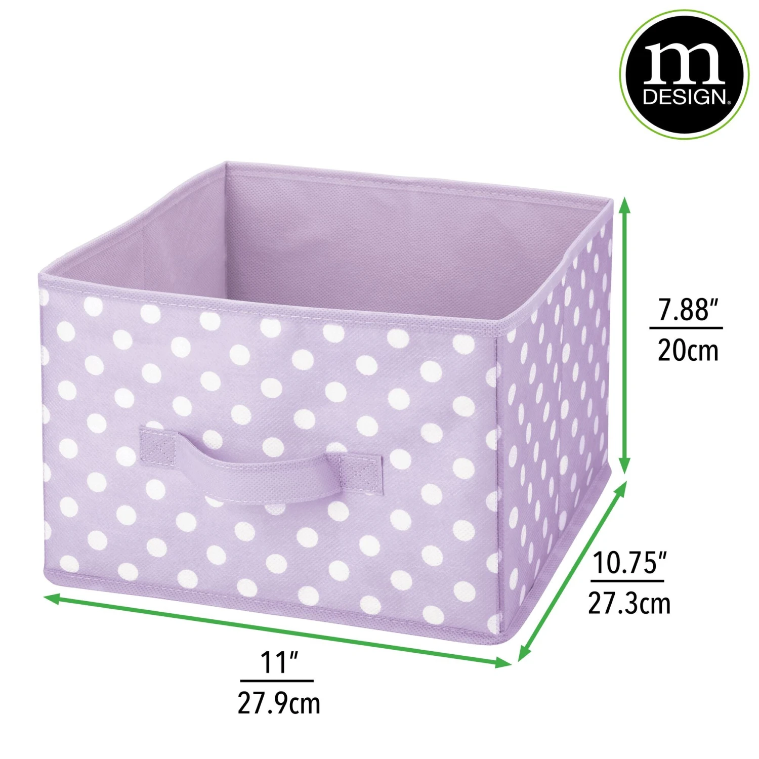Polka Dot Fabric Storage Bin 11 x 11 x 8 Polka Dot Fabric Storage Bin 11 X 11 X 8 -mDesign 2000 Square JPG 11809MDB.DIMS