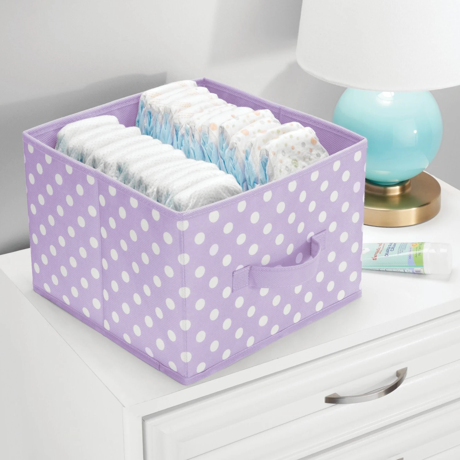 Polka Dot Fabric Storage Bin 11 x 11 x 8 Polka Dot Fabric Storage Bin 11 X 11 X 8 -mDesign 2000 Square JPG 11809MDB.PT02