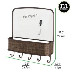 Mail And Key Wall Organizer With Dry Erase Board -mDesign 2000 Square JPG 12477.DIMS
