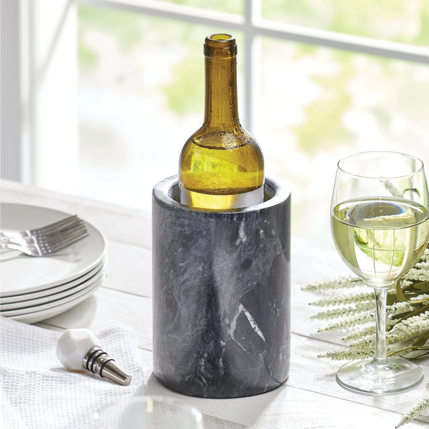 Marble Wine Bottle Cooler Marble Wine Bottle Cooler -mDesign 2000 Square JPG 12607MDK glam