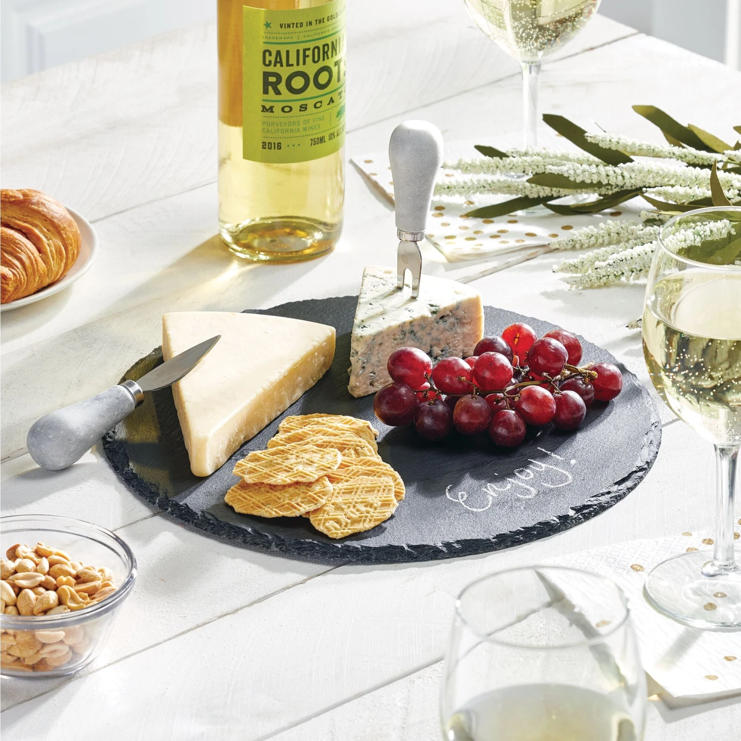 12" Natural Slate Round Serving Board with Chalk 12" Natural Slate Round Serving Board With Chalk -mDesign 2000 Square JPG 13162MDK.PT01