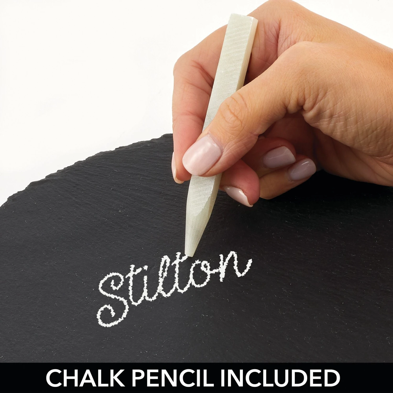 12" Natural Slate Round Serving Board with Chalk 12" Natural Slate Round Serving Board With Chalk -mDesign 2000 Square JPG 13162MDK.PT02