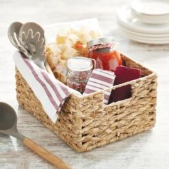 Hyacinth Kitchen Basket With Handles 12 X 9 X 6 5 Hyacinth Kitchen Basket With Handles 12 X 9 X 6 -mDesign 2000 Square JPG 13904MDK 20pasta 20basket