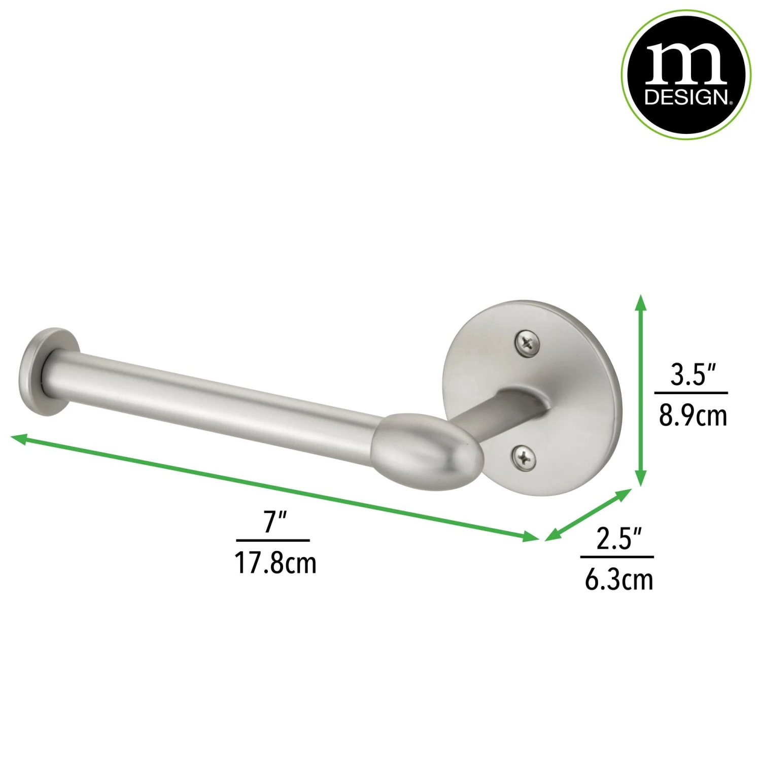 Wall Mount Toilet Paper Holder Wall Mount Toilet Paper Holder -mDesign 2000 Square JPG 1531MDBA Dimensions