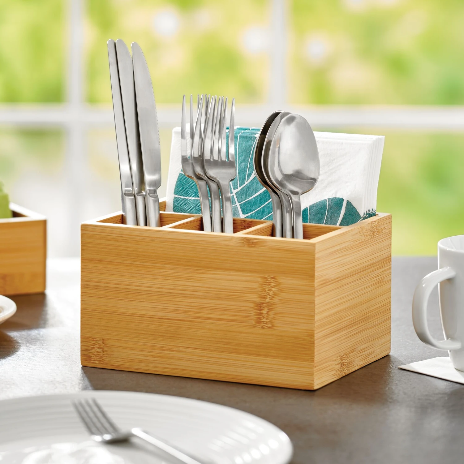 Bamboo Cutlery Caddy Bamboo Cutlery Caddy -mDesign 2000 Square JPG 16325MDK Glam 20SQ
