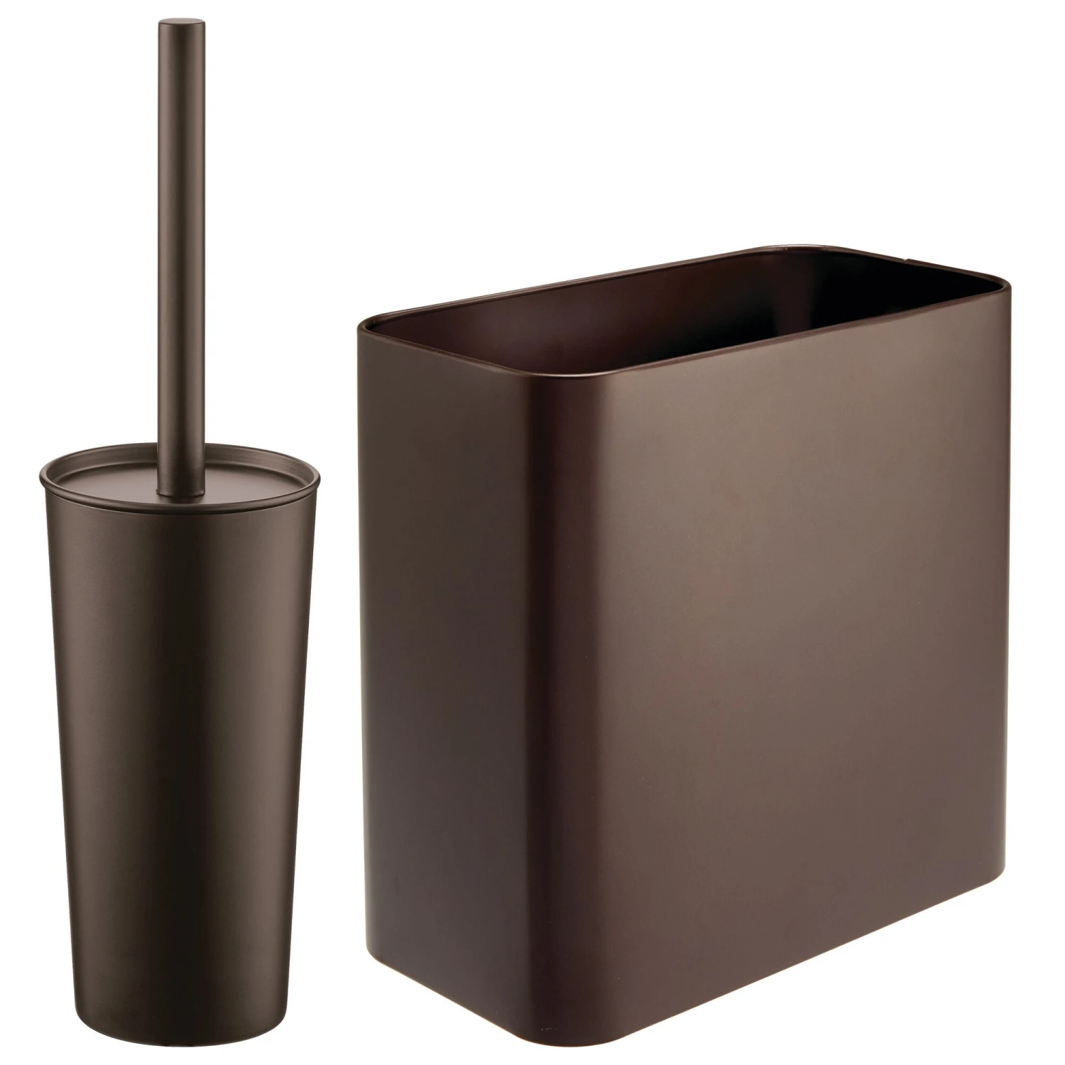 2-Piece Stainless Steel Trash Can and Toilet Brush Set 2-Piece Stainless Steel Trash Can And Toilet Brush Set -mDesign 2000 Square JPG 16457MDBST 2EMAIN