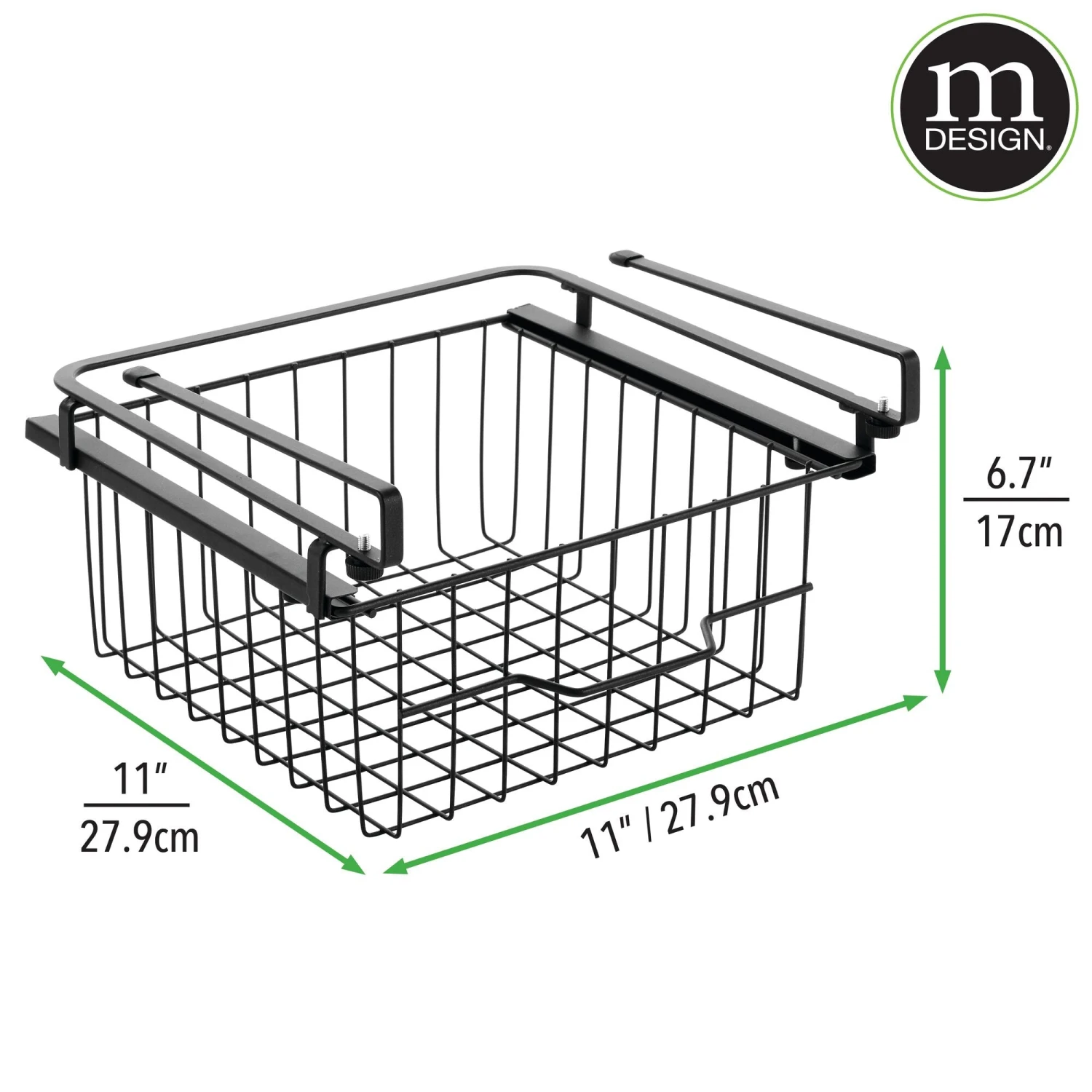 Under Shelf Sliding Basket 11 x 11 x 7 Under Shelf Sliding Basket 11 X 11 X 7 -mDesign 2000 Square JPG 16615MDK.PT08