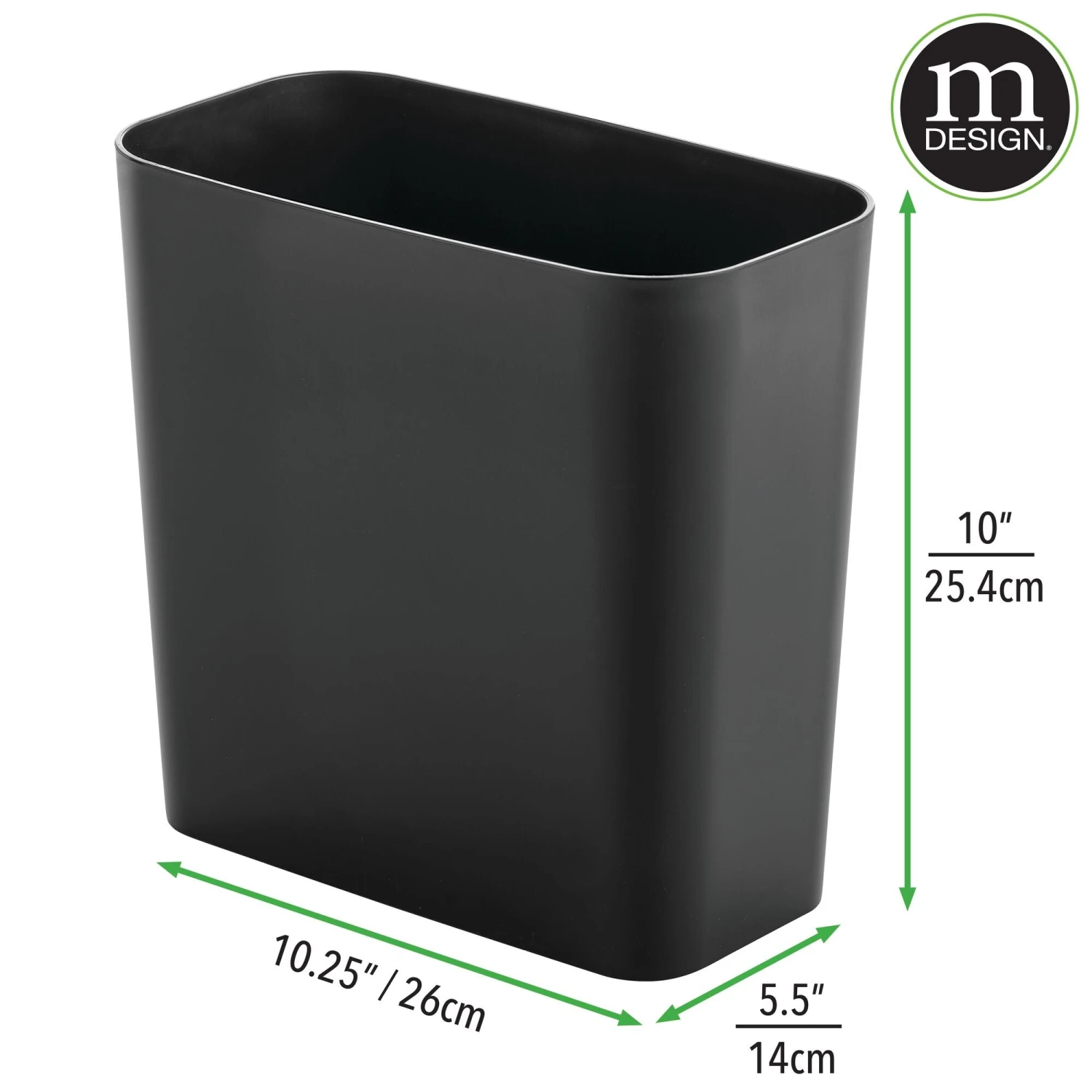 7-Liter Rectangular Trash Can 7-Liter Rectangular Trash Can -mDesign 2000 Square JPG 17112MDBST dims