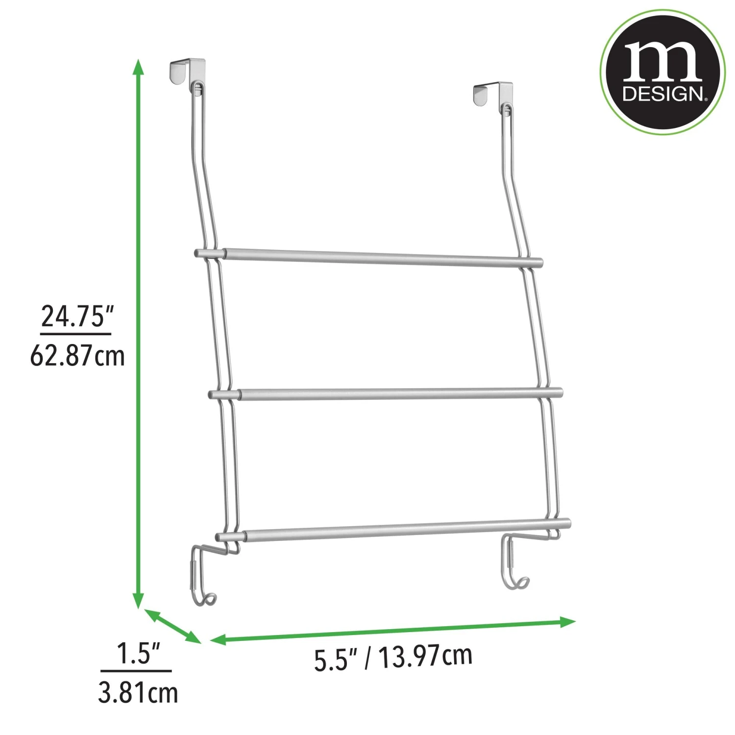 Expandable Over-the-Door Towel Rack with Hooks Expandable Over-the-Door Towel Rack With Hooks -mDesign 2000 Square JPG 17179MDBST.PT04