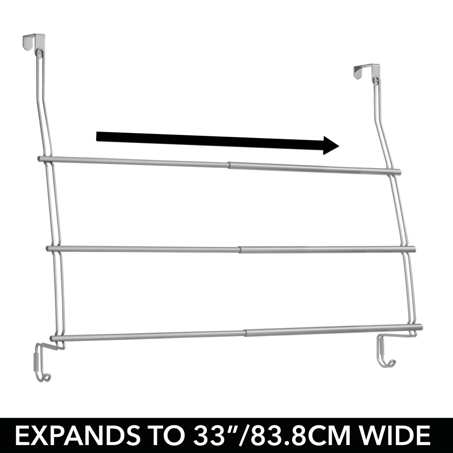 Expandable Over-the-Door Towel Rack with Hooks Expandable Over-the-Door Towel Rack With Hooks -mDesign 2000 Square JPG 17179MDBST.PT05