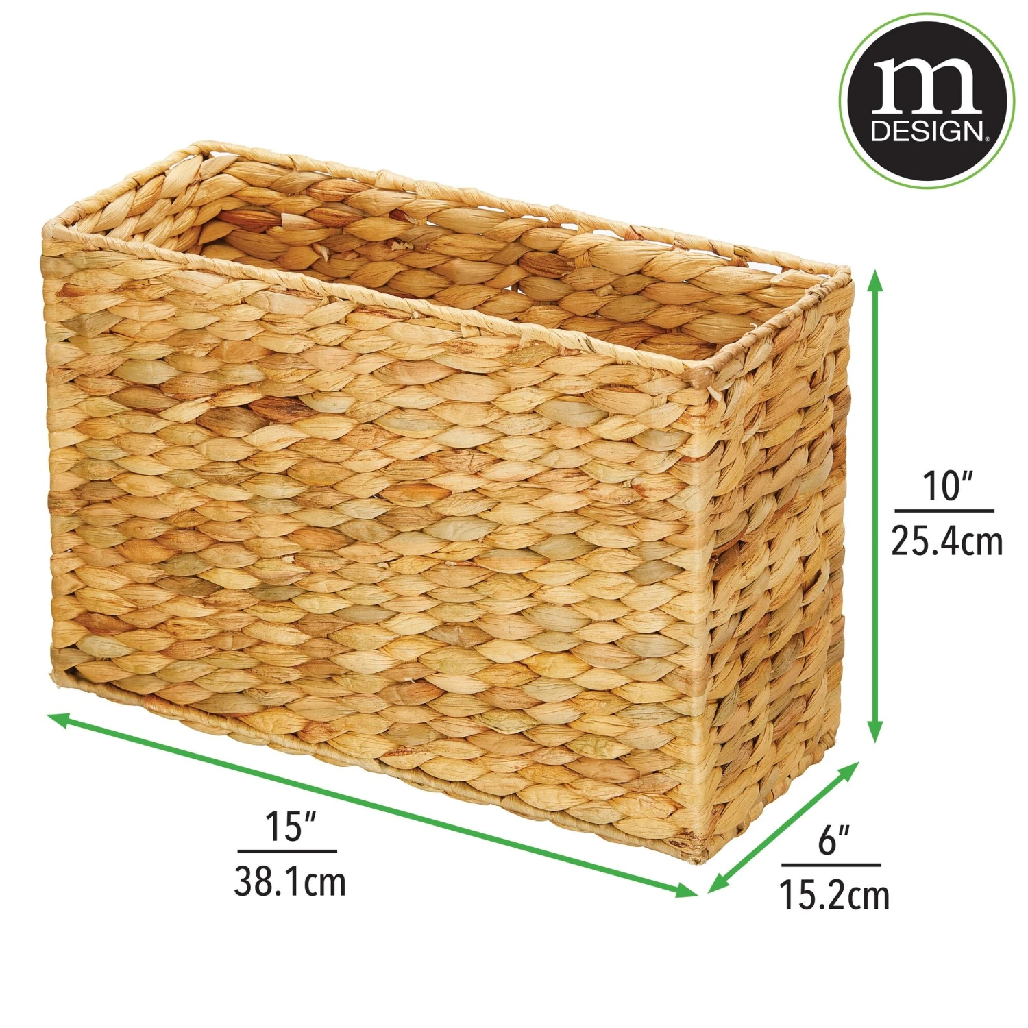 Water Hyacinth Toilet Paper Basket 6 x 15 x 10 Water Hyacinth Toilet Paper Basket 6 X 15 X 10 -mDesign 2000 Square JPG 17265MDBST dims