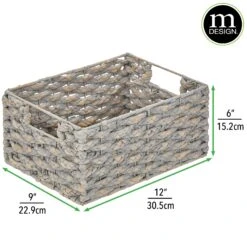 Hyacinth Kitchen Basket With Handles 12 X 9 X 6 3 Hyacinth Kitchen Basket With Handles 12 X 9 X 6 -mDesign 2000 Square JPG 17566MDK.DIMS