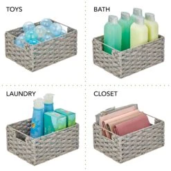 Hyacinth Kitchen Basket With Handles 12 X 9 X 6 4 Hyacinth Kitchen Basket With Handles 12 X 9 X 6 -mDesign 2000 Square JPG 17566MDK.QUAD