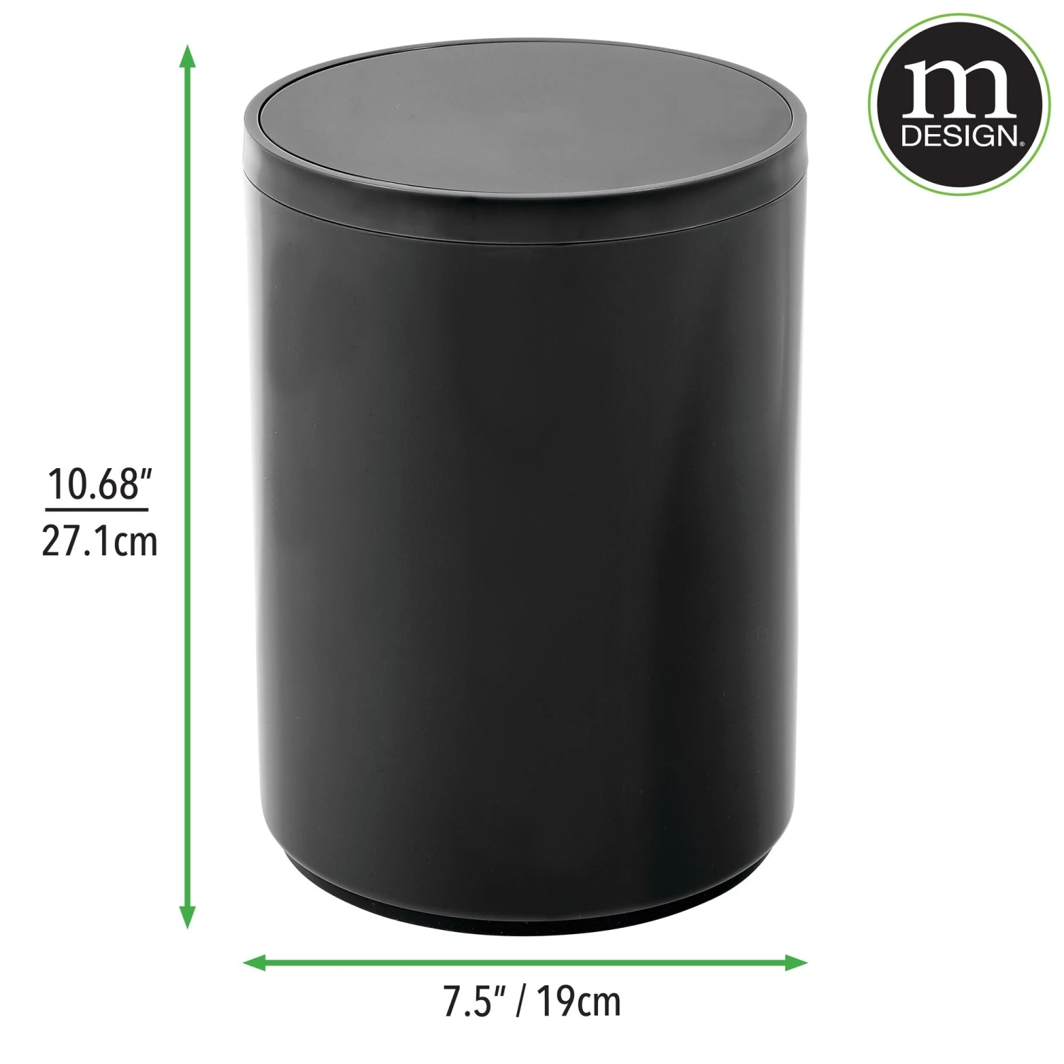 6.5-Liter Swing Lid Trash Can 6.5-Liter Swing Lid Trash Can -mDesign 2000 Square JPG 17961MDBST DIMS