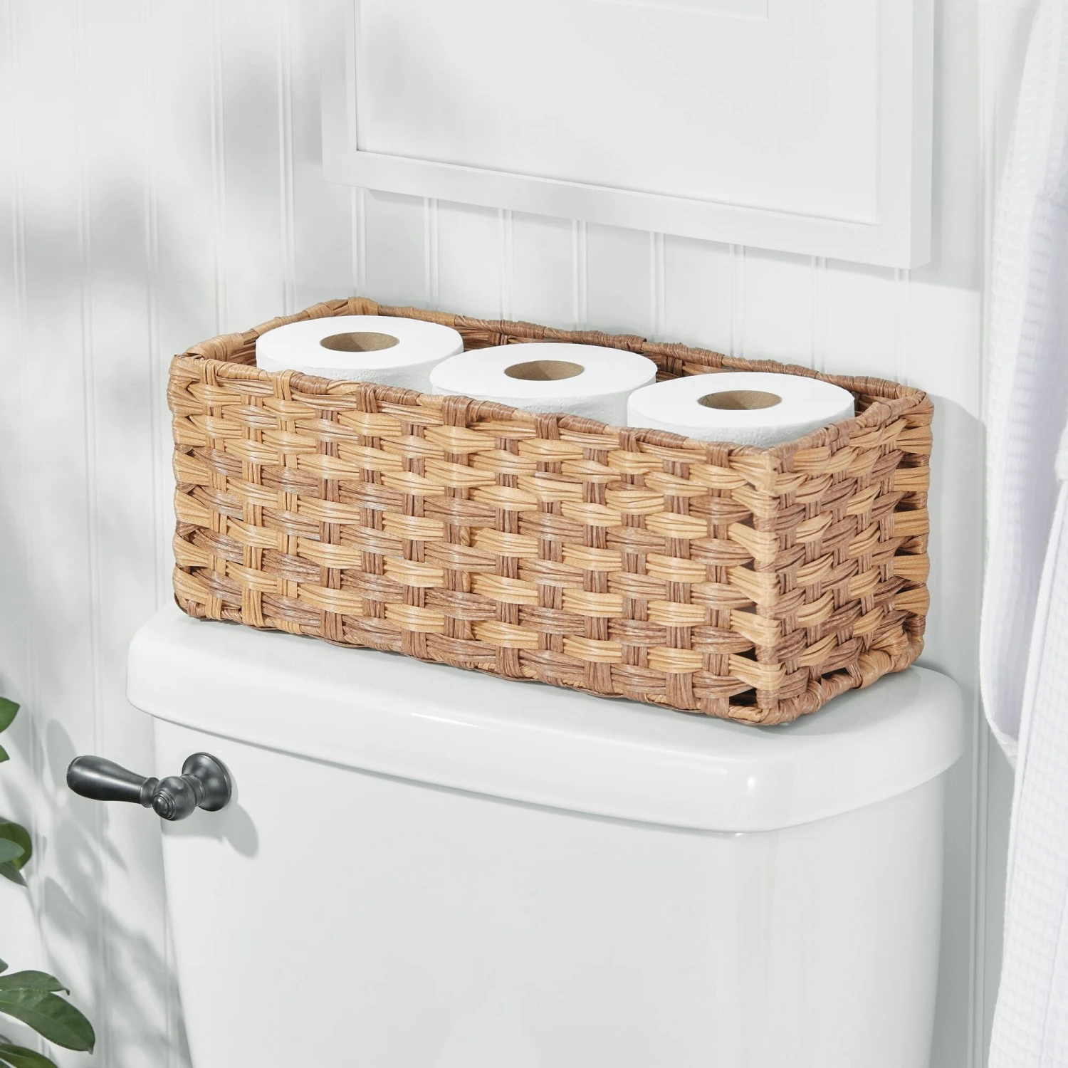 Woven Plastic Toilet Paper Basket 15 x 6 x 5.5 Woven Plastic Toilet Paper Basket 15 X 6 X 5.5 -mDesign 2000 Square JPG 18398MDBST 20Glam 201a