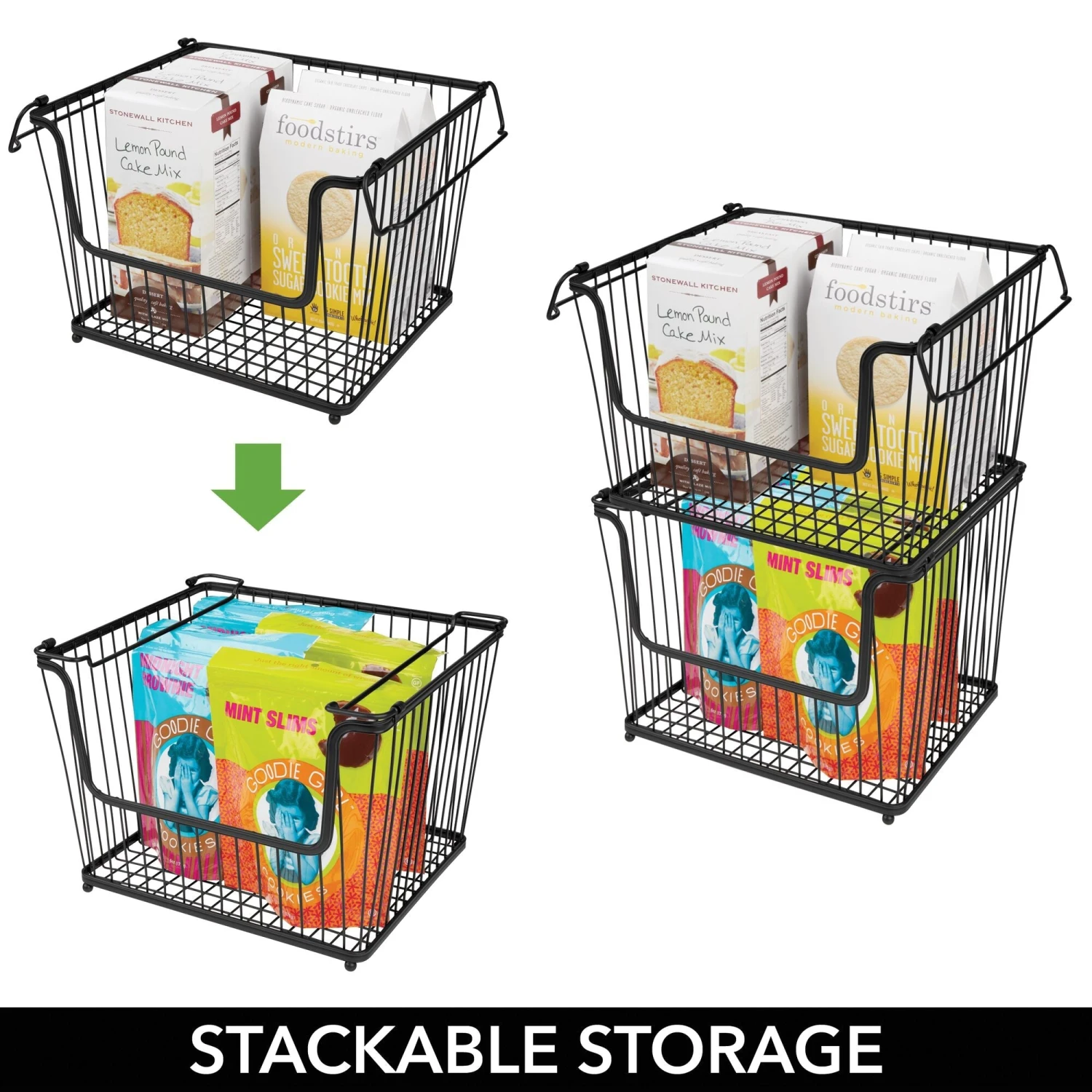 Stackable Bronze Wire Pantry Baskets 11 x 12.5 x 9 Stackable Bronze Wire Pantry Baskets 11 X 12.5 X 9 -mDesign 2000 Square JPG 18422MDK.PT02 b5fad1e8 16e5 433c b1ff 887f5c6968cf
