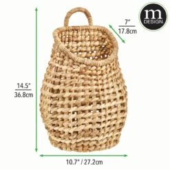 Hyacinth Boho Belly Wall Basket 11 X 7 X 15 2 Hyacinth Boho Belly Wall Basket 11 X 7 X 15 -mDesign 2000 Square JPG 18522MDHS dims