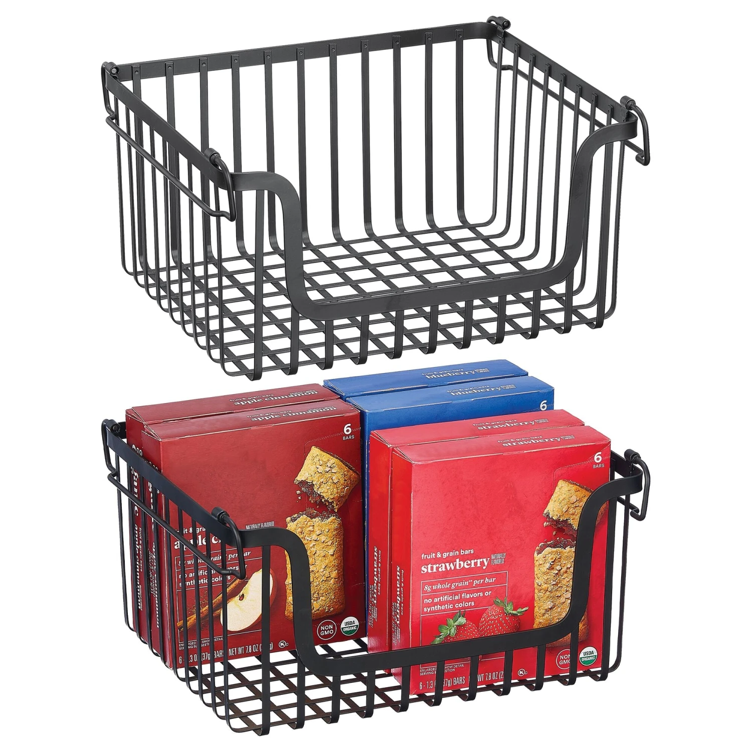 Stackable Wire Pantry Baskets 10 x 12 x 6 Stackable Wire Pantry Baskets 10 X 12 X 6 -mDesign 2000 Square JPG 18611MDK 2EMAIN