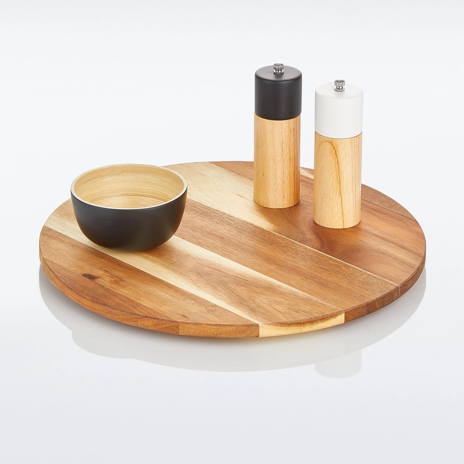 Acacia Wood Lazy Susan Turntable Acacia Wood Lazy Susan Turntable -mDesign 2000 Square JPG 18807MDK Reflection 1