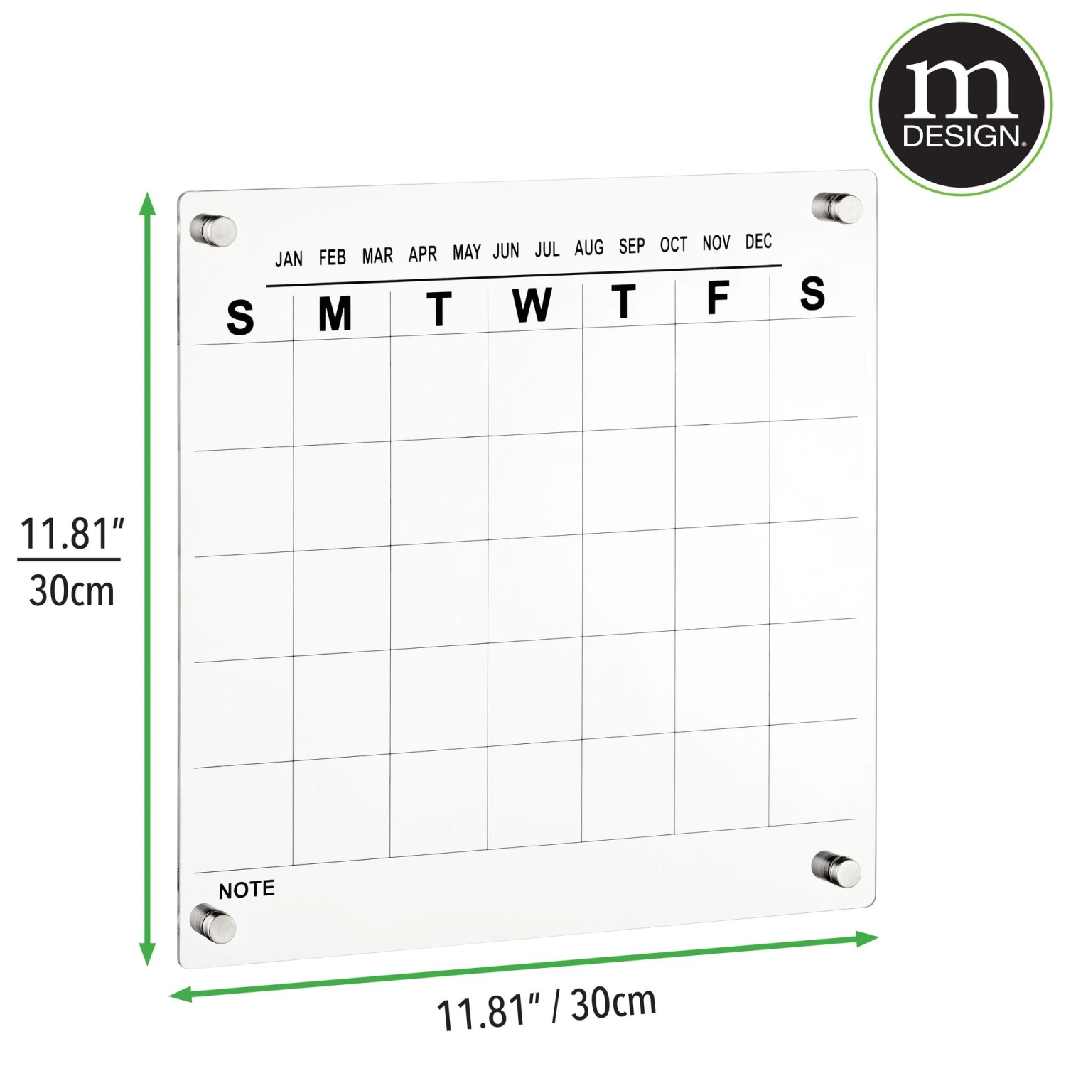 Wall Mount Monthly Calendar with Marker Wall Mount Monthly Calendar With Marker -mDesign 2000 Square JPG 19218MDHS dims