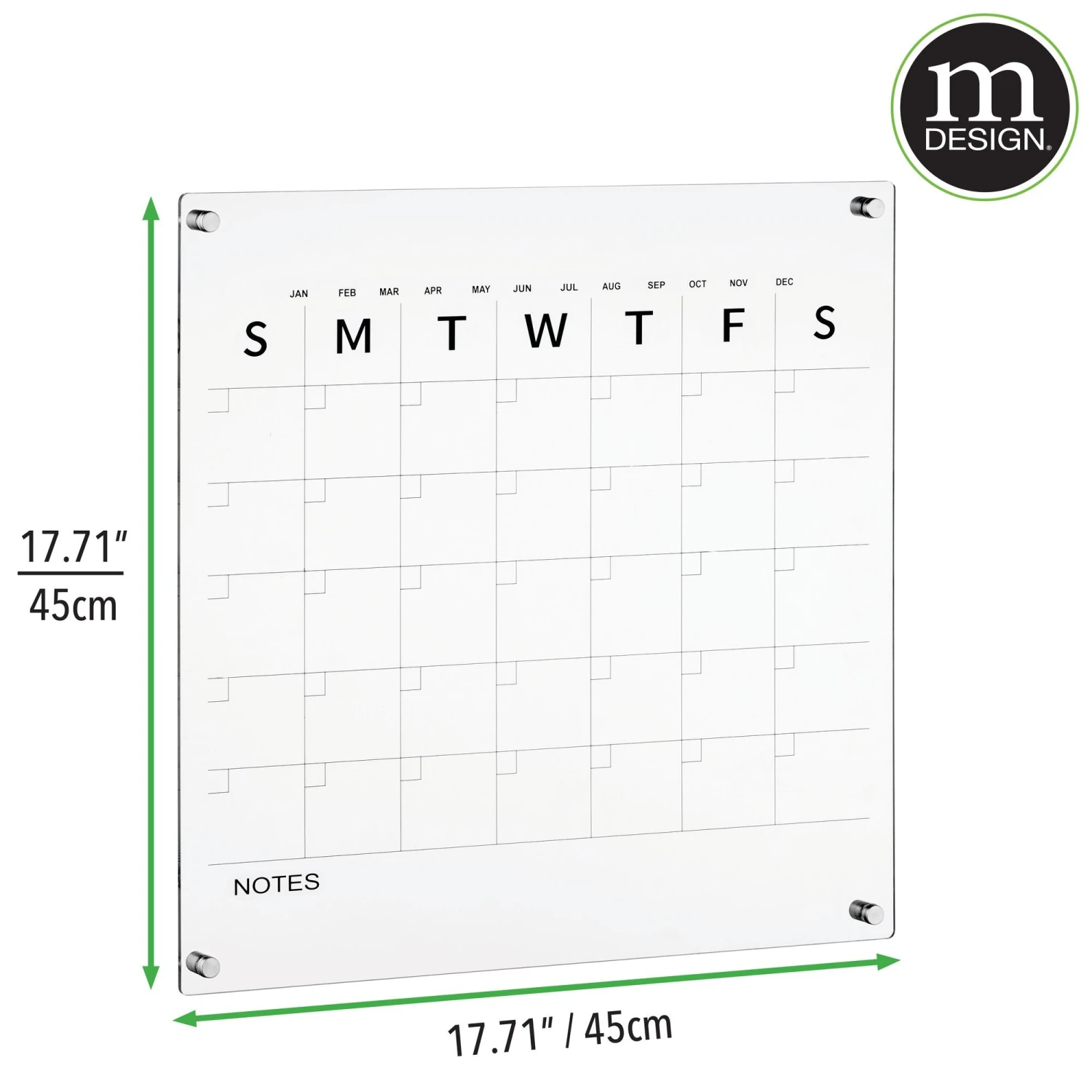 Wall Mount Monthly Calendar with Marker Wall Mount Monthly Calendar With Marker -mDesign 2000 Square JPG 19221MDHS Dimensions