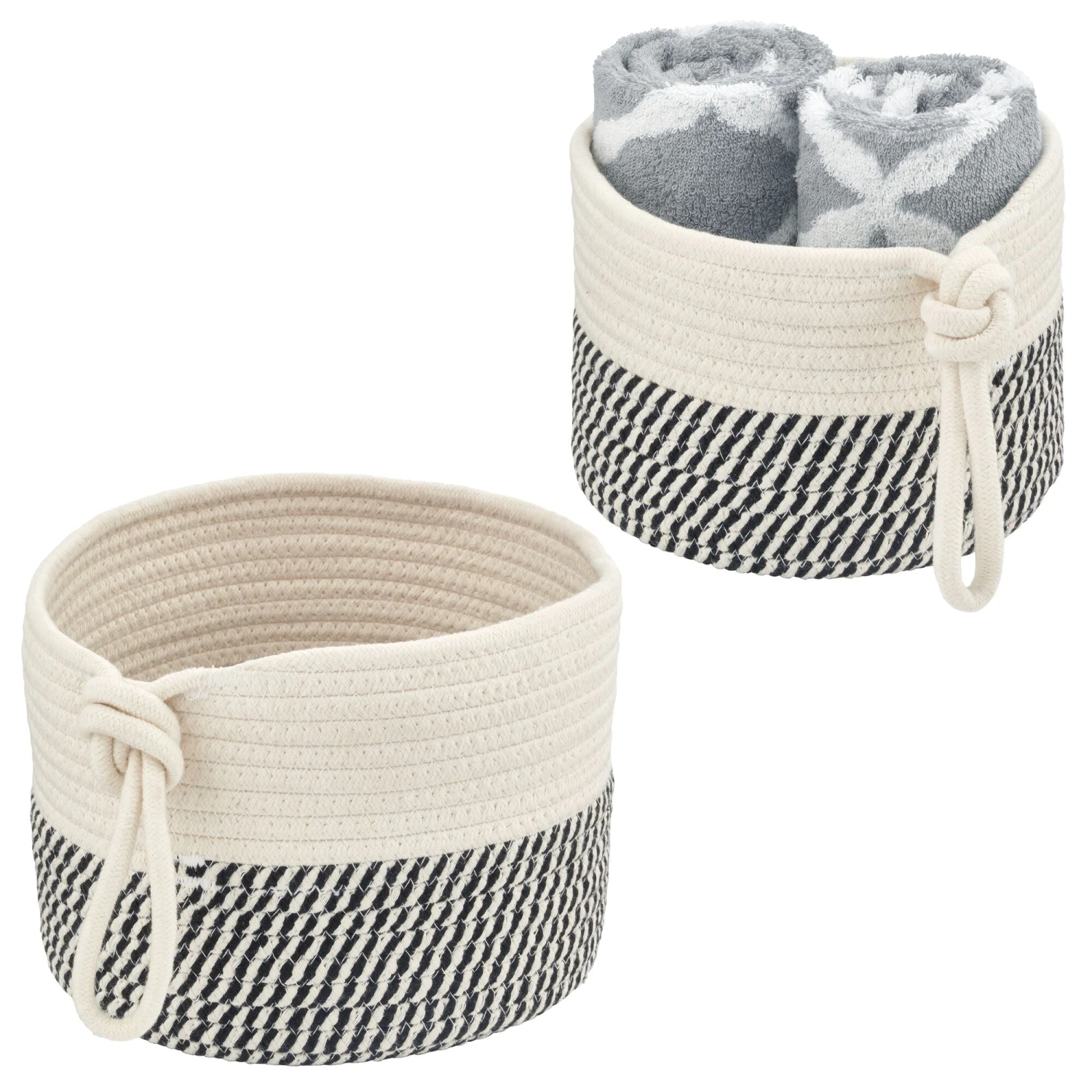 Woven Cotton Rope Nesting Basket Set with Tie Handles Woven Cotton Rope Nesting Basket Set With Tie Handles -mDesign 2000 Square JPG 19365MDBST 2EMAIN