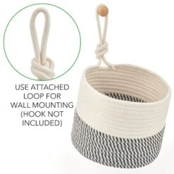 Woven Cotton Rope Nesting Basket Set With Tie Handles 5 Woven Cotton Rope Nesting Basket Set With Tie Handles -mDesign 2000 Square JPG 19365MDBST detail3