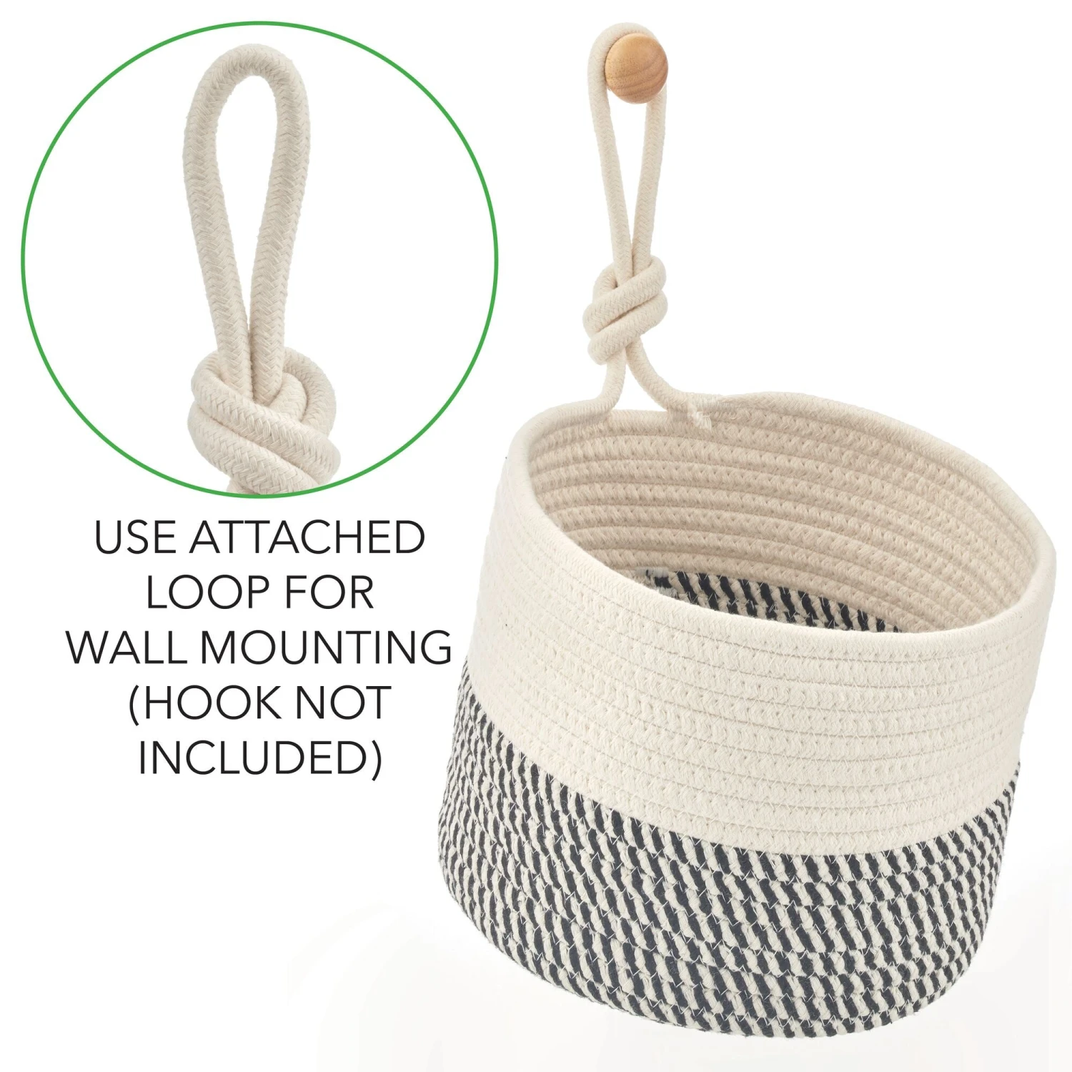 Woven Cotton Rope Nesting Basket Set with Tie Handles Woven Cotton Rope Nesting Basket Set With Tie Handles -mDesign 2000 Square JPG 19365MDBST detail3