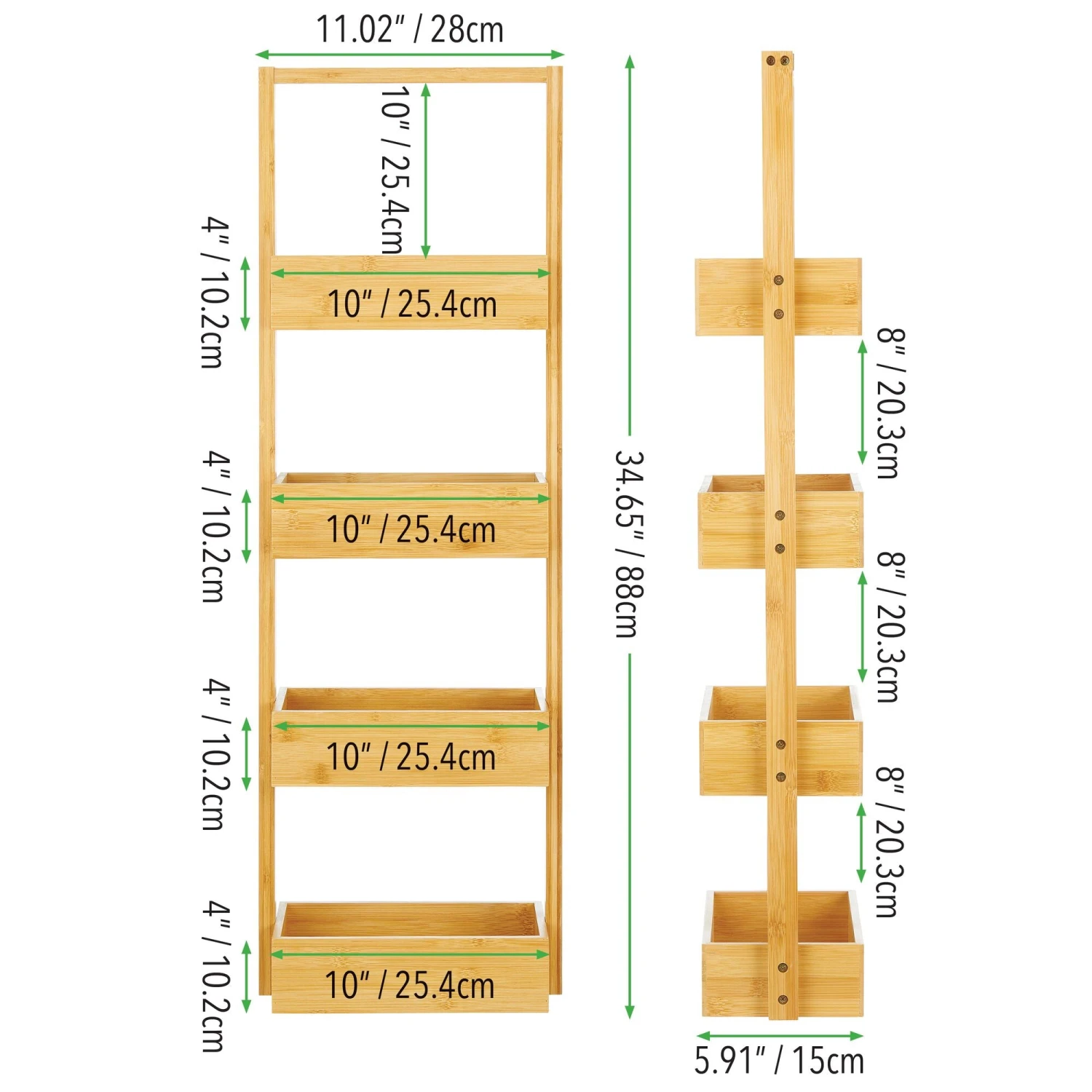 4-Tier Bamboo Storage Tower 4-Tier Bamboo Storage Tower -mDesign 2000 Square JPG 19565MDBST 20dims