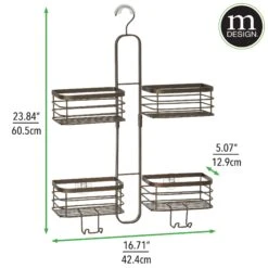 Hanging Shower Caddy With Hooks 6 Hanging Shower Caddy With Hooks -mDesign 2000 Square JPG 19609MDBST dims