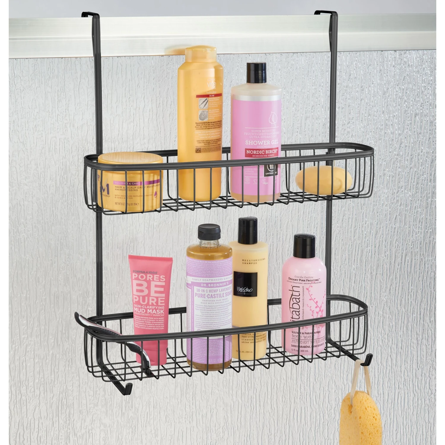 Over-the-Door Shower Caddy with 2 Hooks Over-the-Door Shower Caddy With 2 Hooks -mDesign 2000 Square JPG 20065MDBST glam