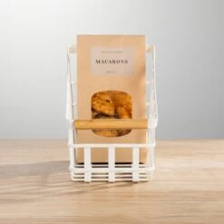 Wire Pantry Basket With Bamboo Handle 12 X 6 X 8