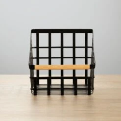 Wire Pantry Basket With Bamboo Handle 12 X 9 X 8