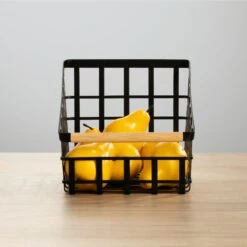 Wire Pantry Basket With Bamboo Handle 12 X 9 X 8 2 Wire Pantry Basket With Bamboo Handle 12 X 9 X 8 -mDesign 2000 Square JPG 22067MDK SellShot 1