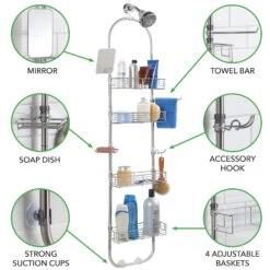 Adjustable Hanging Shower Caddy 3 Adjustable Hanging Shower Caddy -mDesign 2000 Square JPG 2276MDBST.PT02
