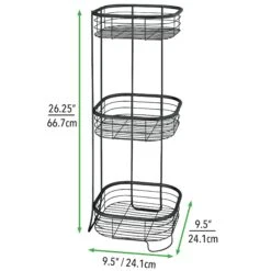 Bathroom 3-Tier Corner Basket Stand 2 Bathroom 3-Tier Corner Basket Stand -mDesign 2000 Square JPG 2278MDBST