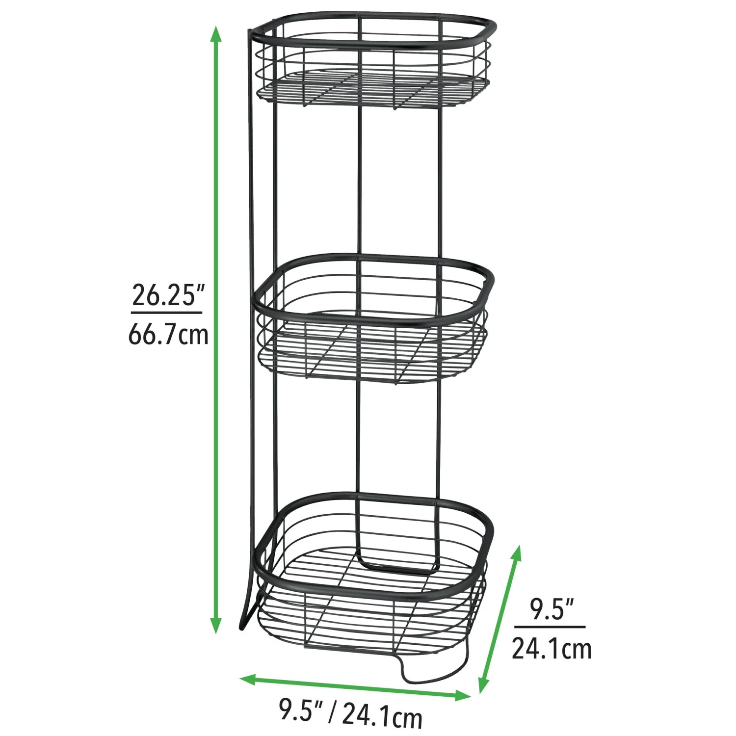 Bathroom 3-Tier Corner Basket Stand Bathroom 3-Tier Corner Basket Stand -mDesign 2000 Square JPG 2278MDBST