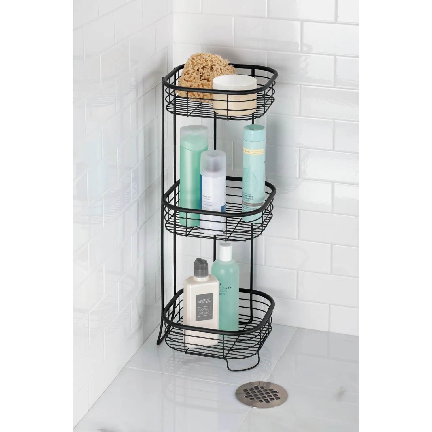 Bathroom 3-Tier Corner Basket Stand Bathroom 3-Tier Corner Basket Stand -mDesign 2000 Square JPG 28667a