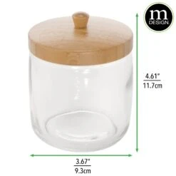Glass Bathroom Canisters With Bamboo Lids 2 Glass Bathroom Canisters With Bamboo Lids -mDesign 2000 Square JPG 3259MDBA Dimensions