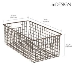 Wire Pantry Basket 16 X 9.25 X 6 8 Wire Pantry Basket 16 X 9.25 X 6 -mDesign 2000 Square JPG 4805MDK Dimensions
