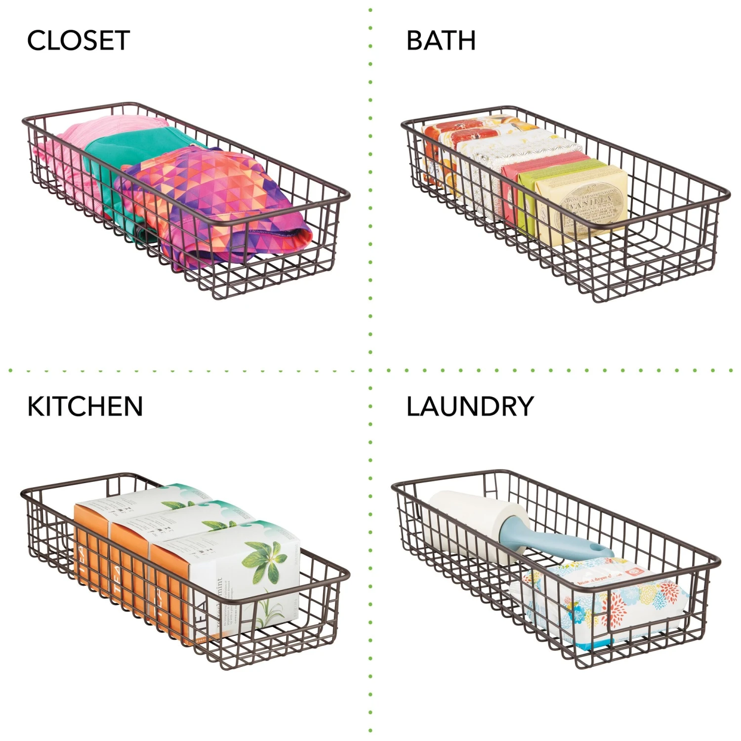 Wire Pantry Basket 16 x 6 x 3 Wire Pantry Basket 16 X 6 X 3 -mDesign 2000 Square JPG 4806MDK.PT01