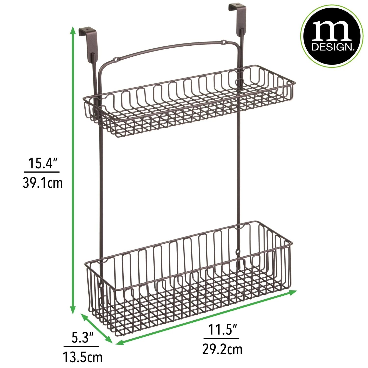 2-Tier Over the Cabinet Door Organizer 5 x 11.5 x 15 2-Tier Over The Cabinet Door Organizer 5 X 11.5 X 15 -mDesign 2000 Square JPG 50161.DIMS