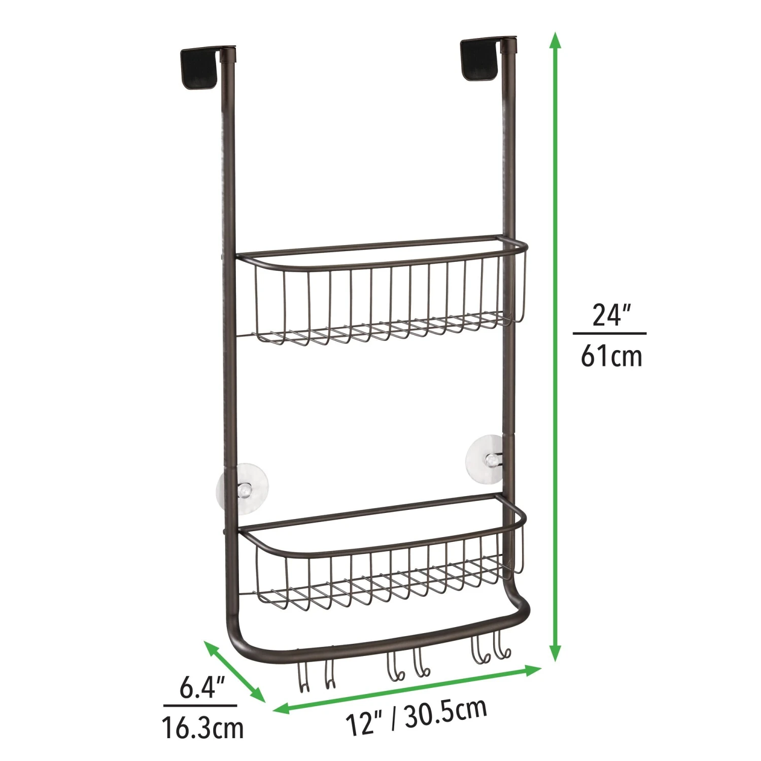 Over-the-Door Shower Caddy with 6 Hooks Over-the-Door Shower Caddy With 6 Hooks -mDesign 2000 Square JPG 7823MDBST