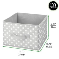 Polka Dot Bin With Front Handle Set 11 X 11 X 8 3 Polka Dot Bin With Front Handle Set 11 X 11 X 8 -mDesign 2000 Square JPG 9603MDCO.DIMS