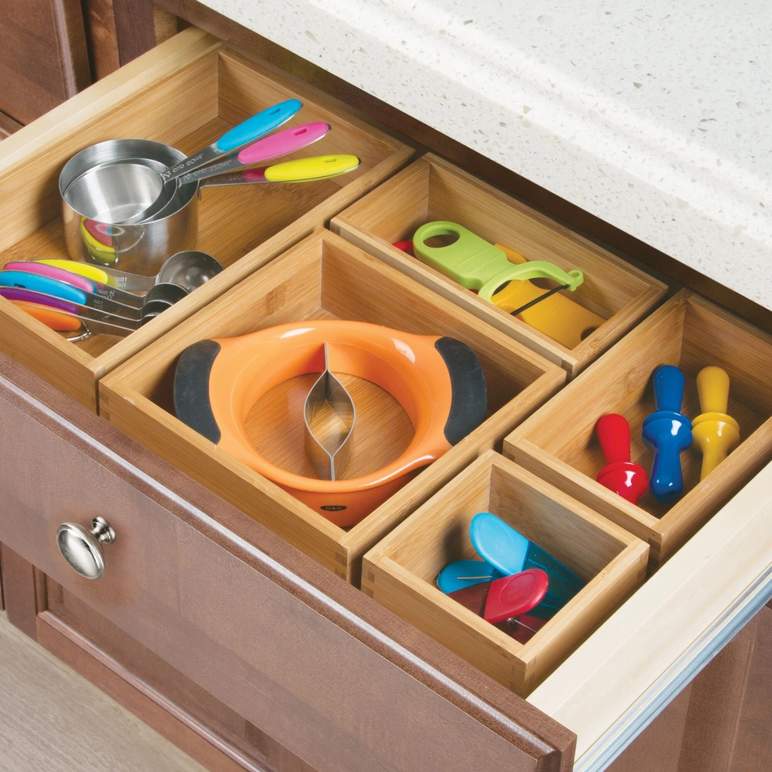 Bamboo Kitchen Drawer Organizer 6.5 x 4 x 2.5 Bamboo Kitchen Drawer Organizer 6.5 X 4 X 2.5 -mDesign 2000 Square JPG FORMBUDOGLAM 1