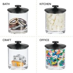 Acrylic Bathroom Canisters 7 Acrylic Bathroom Canisters -mDesign 2000 Square JPG RFQ 2032557 20clear 20black detail