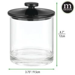 Acrylic Bathroom Canisters 6 Acrylic Bathroom Canisters -mDesign 2000 Square JPG RFQ 2032557 20clear 20black dims